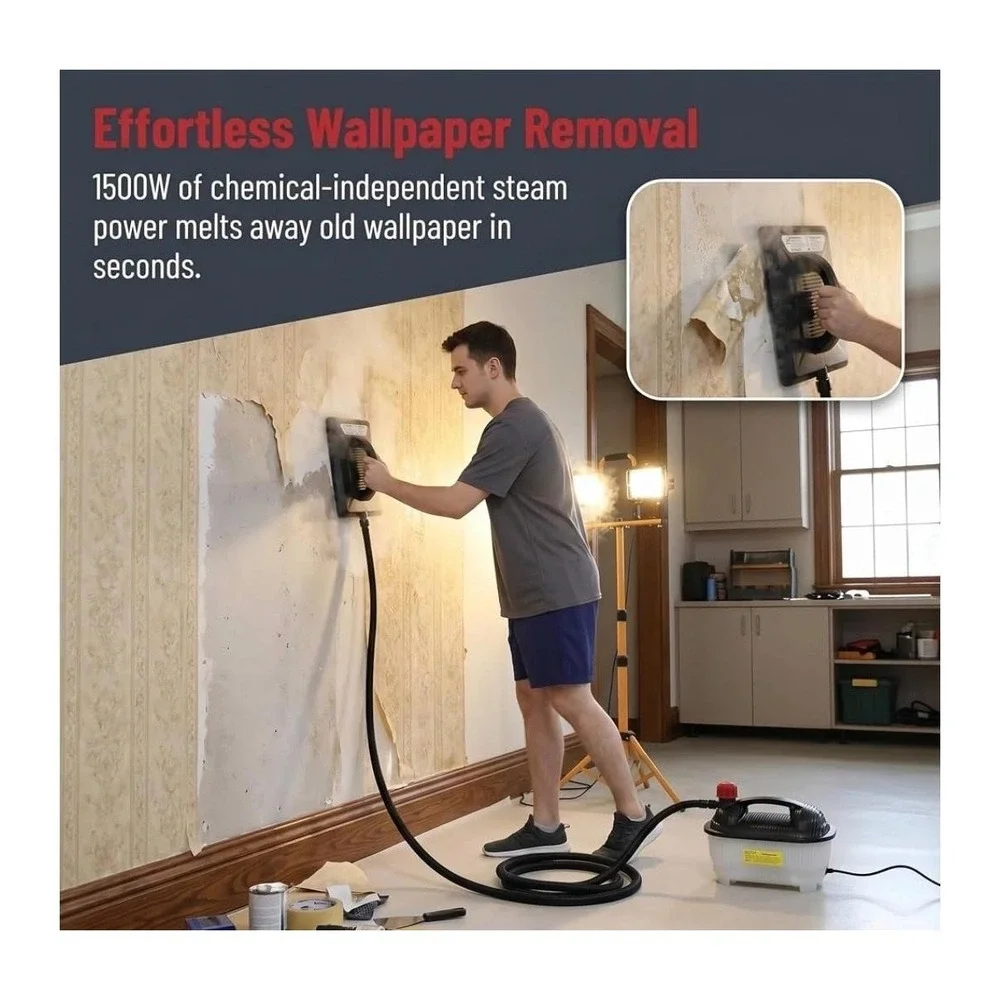 KITLUCK Power Steamer Wallpaper Remover 1500W 1.2 Gallon 11.5FT Hose Scraper